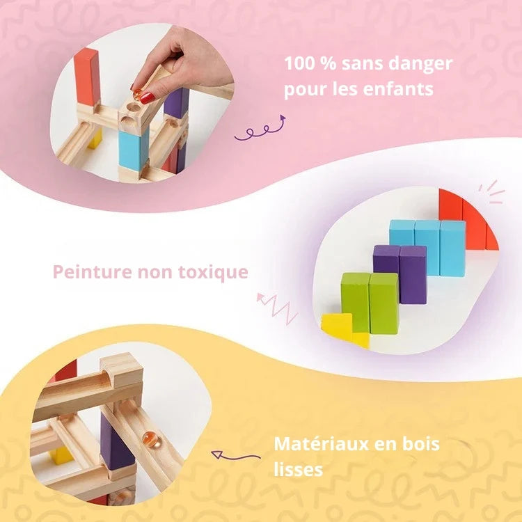 Circuit à Billes en Bois Montessori (36 Pièces)