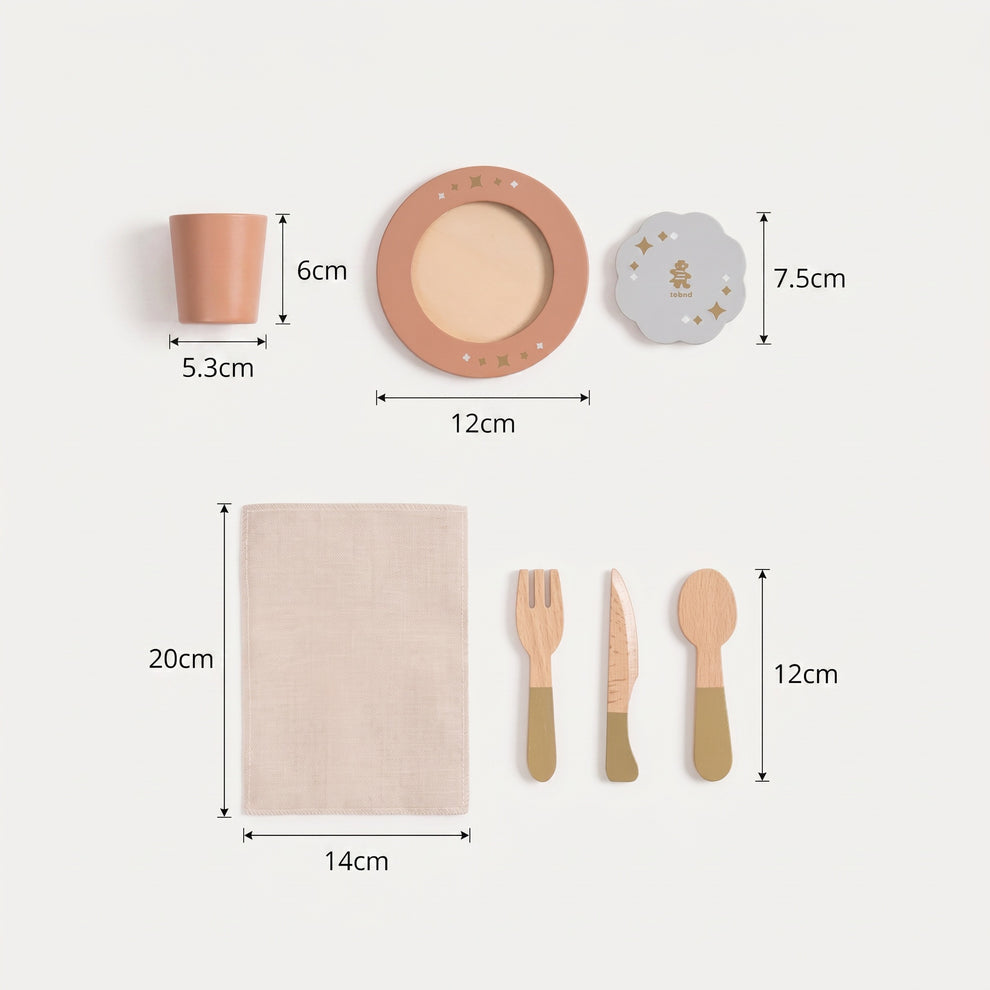 Set de Vaisselle en Bois 29 Pièces Montessori