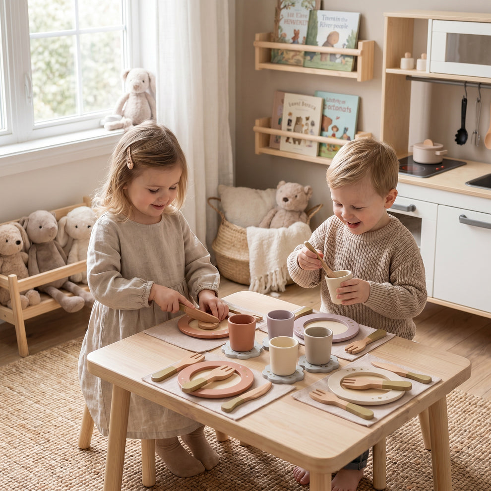Set de Vaisselle en Bois 29 Pièces Montessori