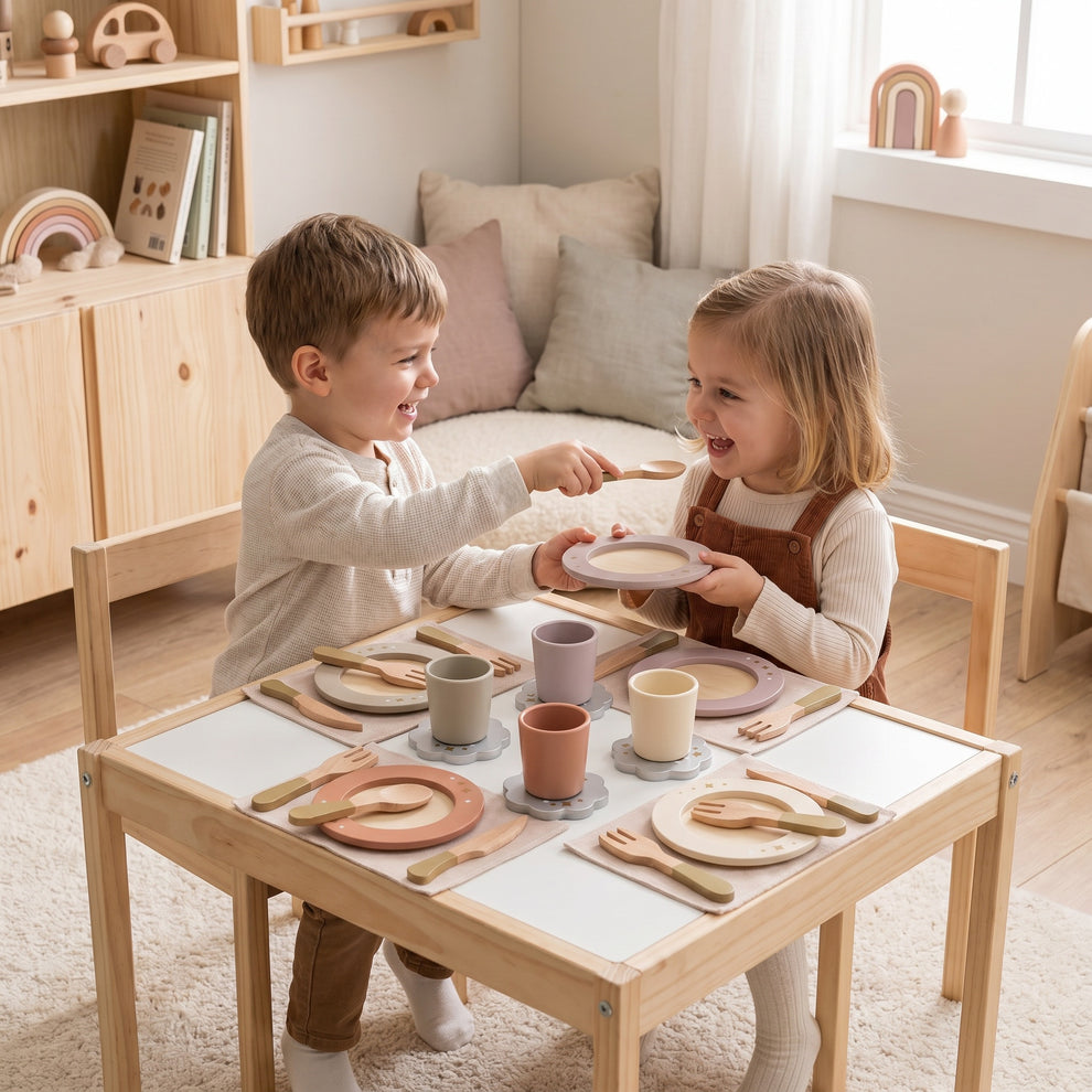 Set de Vaisselle en Bois 29 Pièces Montessori