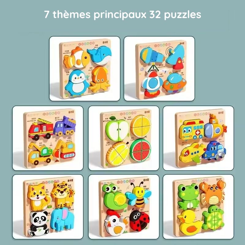 Puzzle d'Encastrement en Bois Montessori