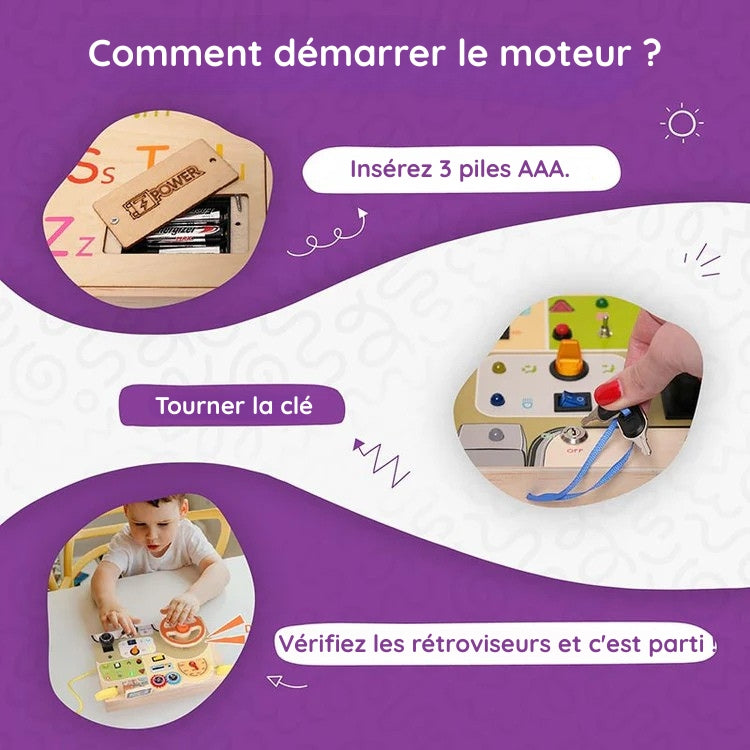 Tableau de Bord Interactif en Bois Montessori