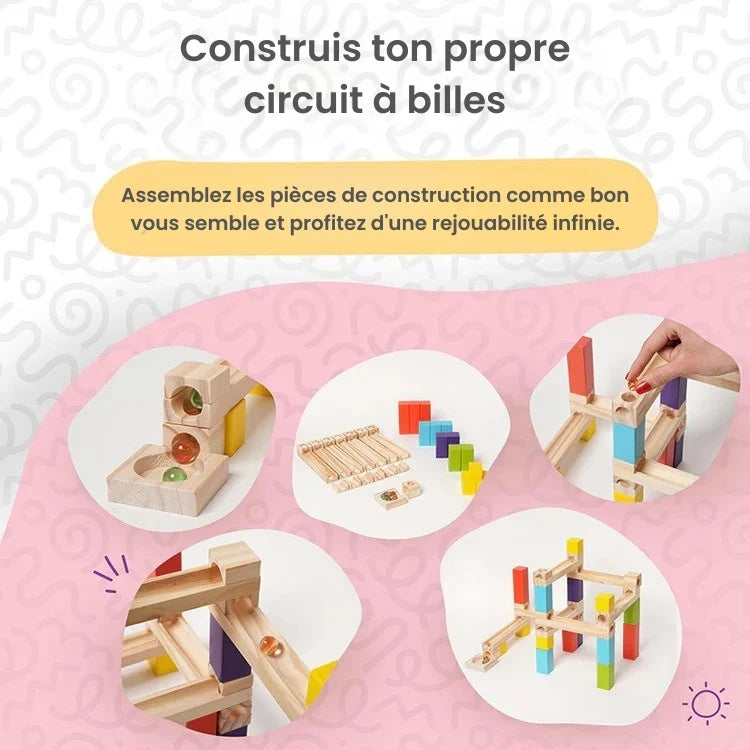 Circuit à Billes en Bois Montessori (36 Pièces)