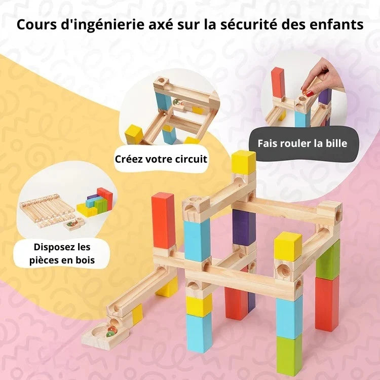 Circuit à Billes en Bois Montessori (36 Pièces)