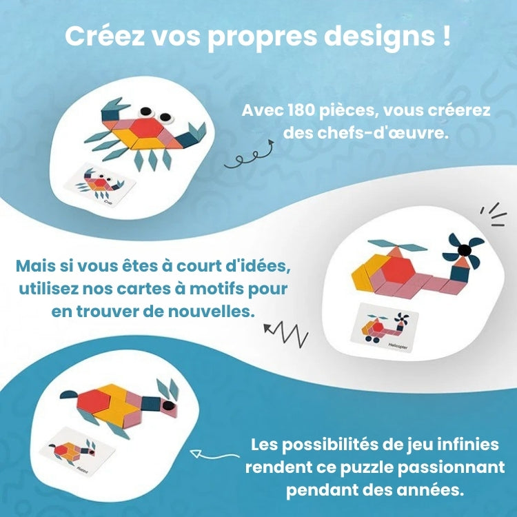 Jeu de Mosaïque & Tangram en Bois Montessori
