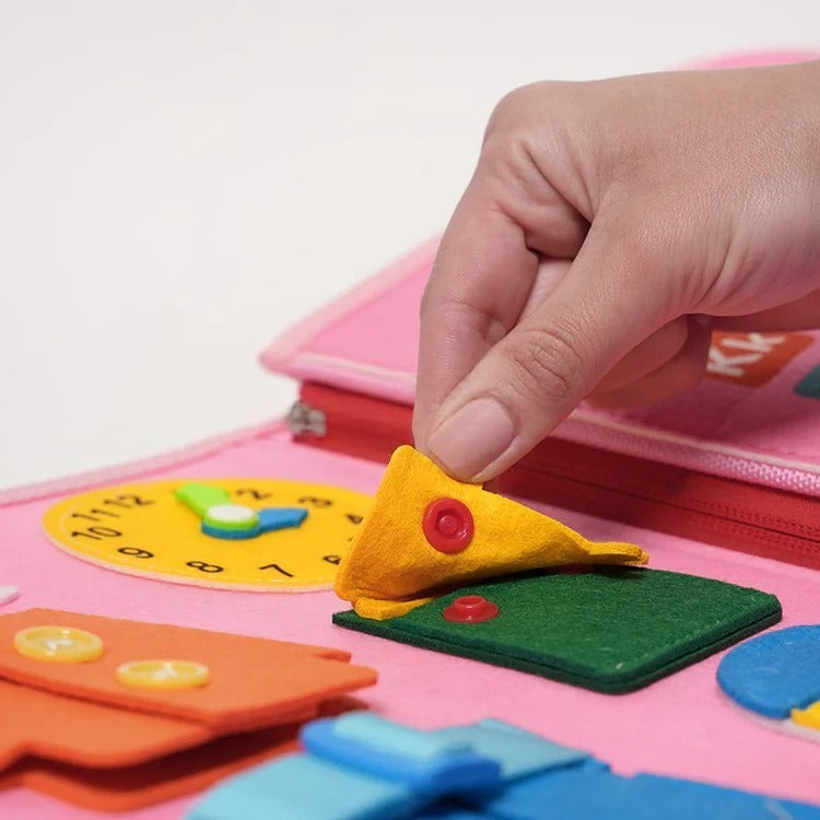 Sac d'Activités & Plaque d'Apprentissage en Feutre Montessori