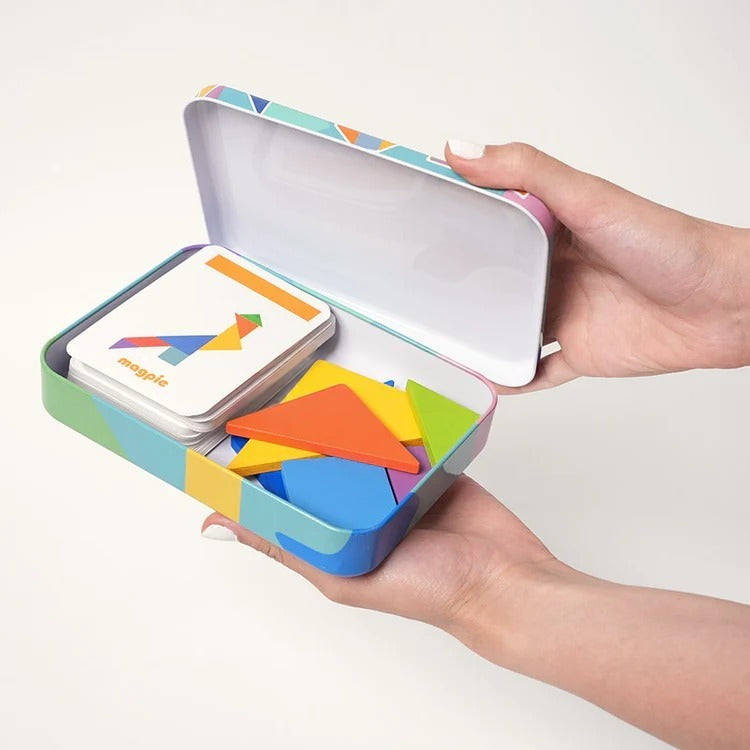 Tangram en Bois & 25 Cartes Défis Montessori