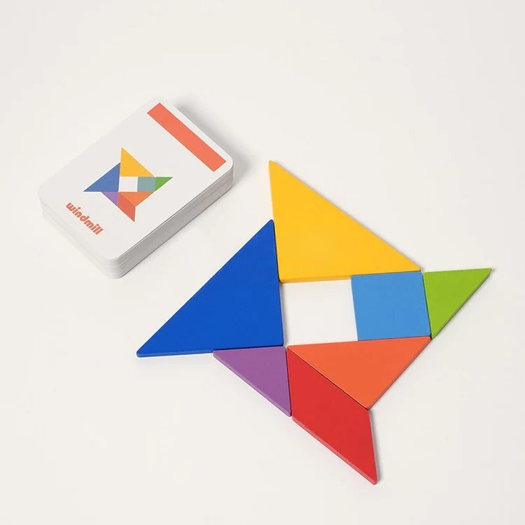 Tangram en Bois & 25 Cartes Défis Montessori