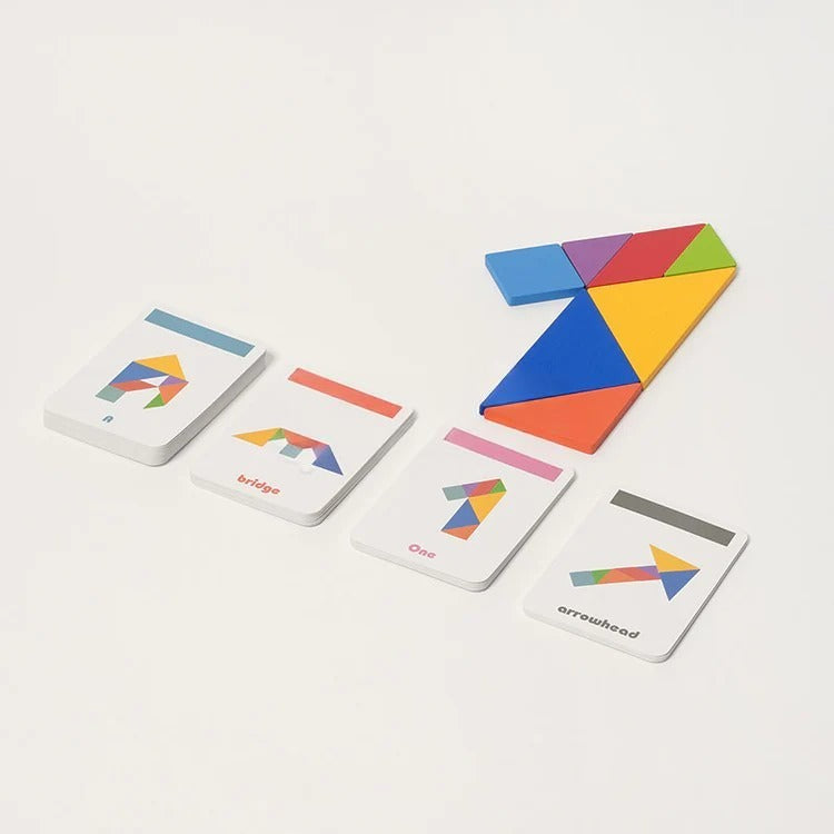 Tangram en Bois & 25 Cartes Défis Montessori