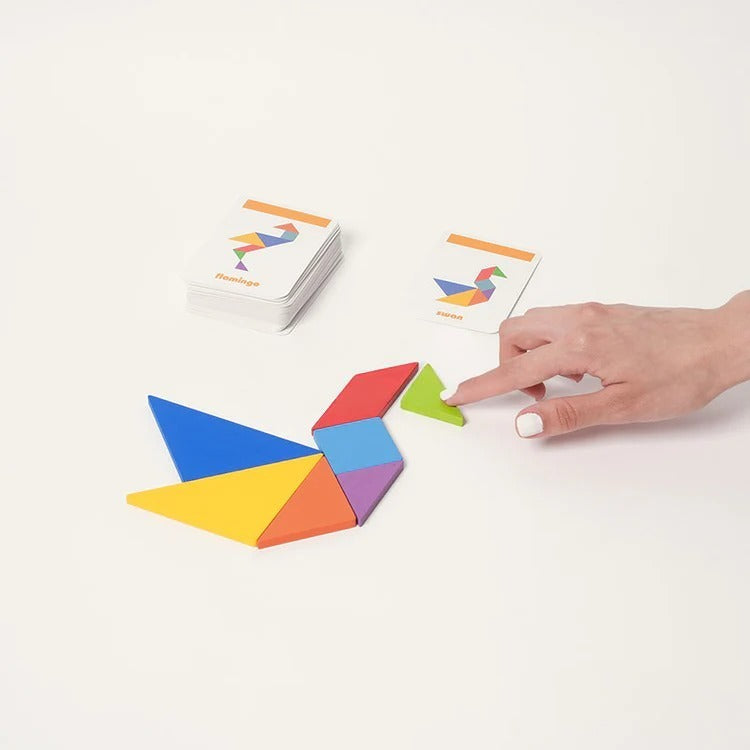 Tangram en Bois & 25 Cartes Défis Montessori