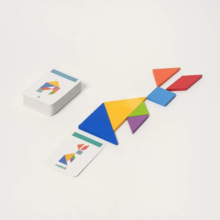 Tangram en Bois & 25 Cartes Défis Montessori