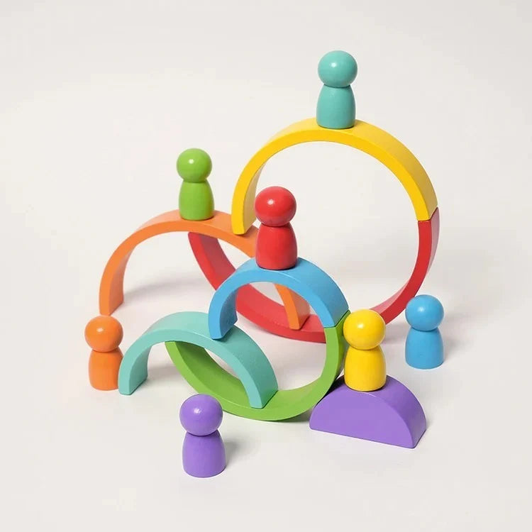 Arc-en-Ciel Montessori en Bois avec Figurines