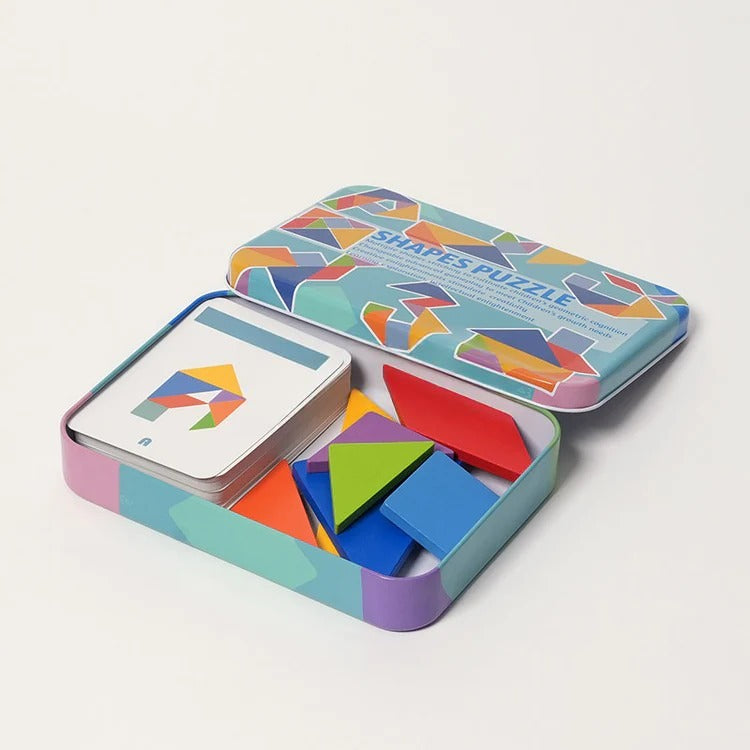 Tangram en Bois & 25 Cartes Défis Montessori