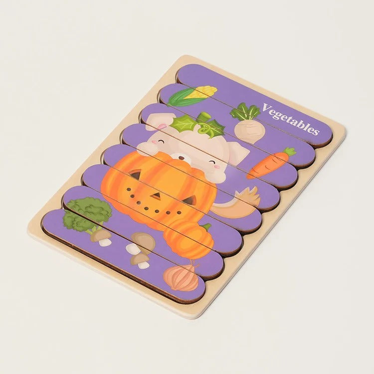 Puzzle de Bâtonnets en Bois Double Face Montessori