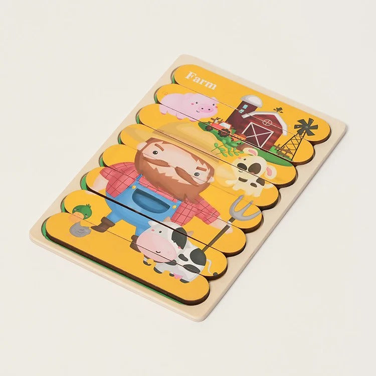 Puzzle de Bâtonnets en Bois Double Face Montessori
