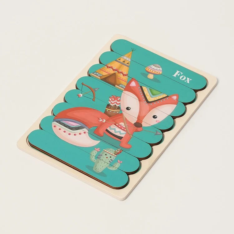 Puzzle de Bâtonnets en Bois Double Face Montessori