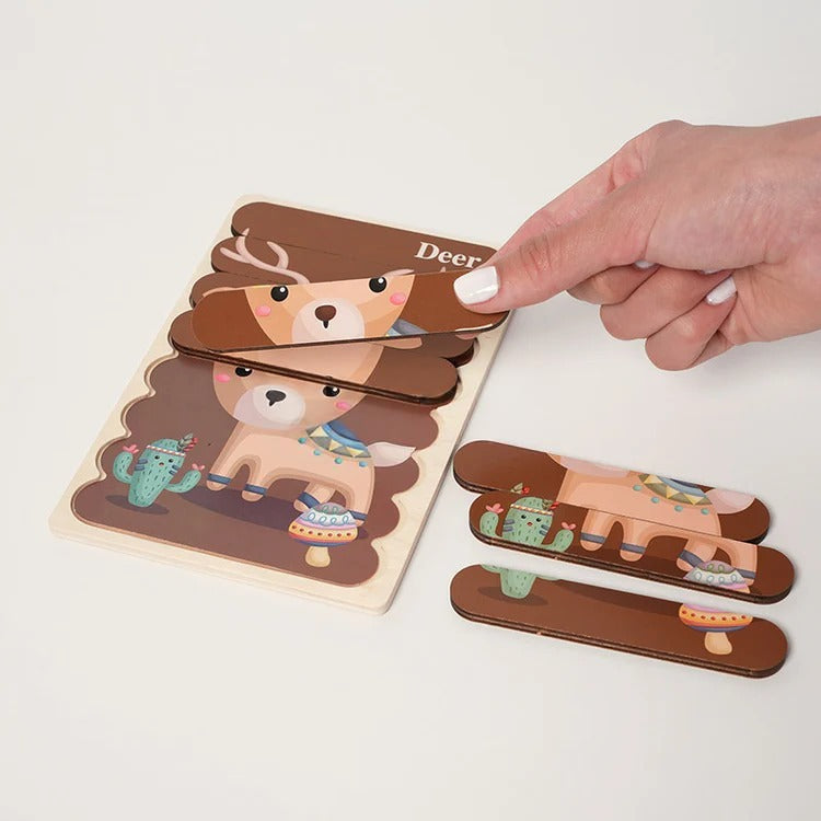 Puzzle de Bâtonnets en Bois Double Face Montessori