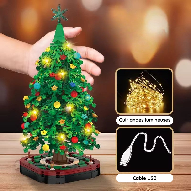Sapin de Noël en Briques de Construction Lumineux Montessori