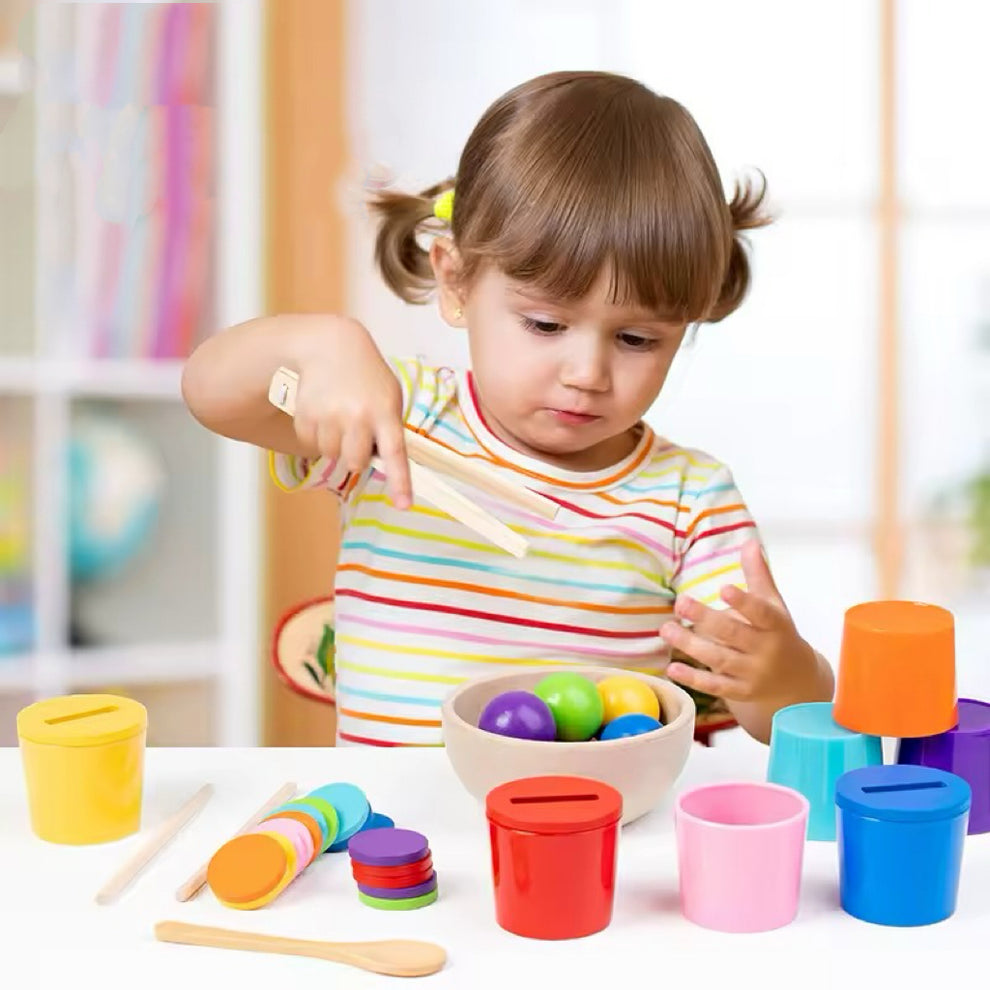 Jeu de Tri des Couleurs & Dénombrement en Bois Montessori