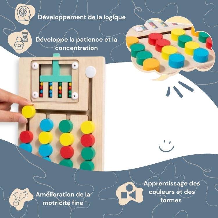 Jeu de Tri de Couleurs à Glissière en Bois Montessori
