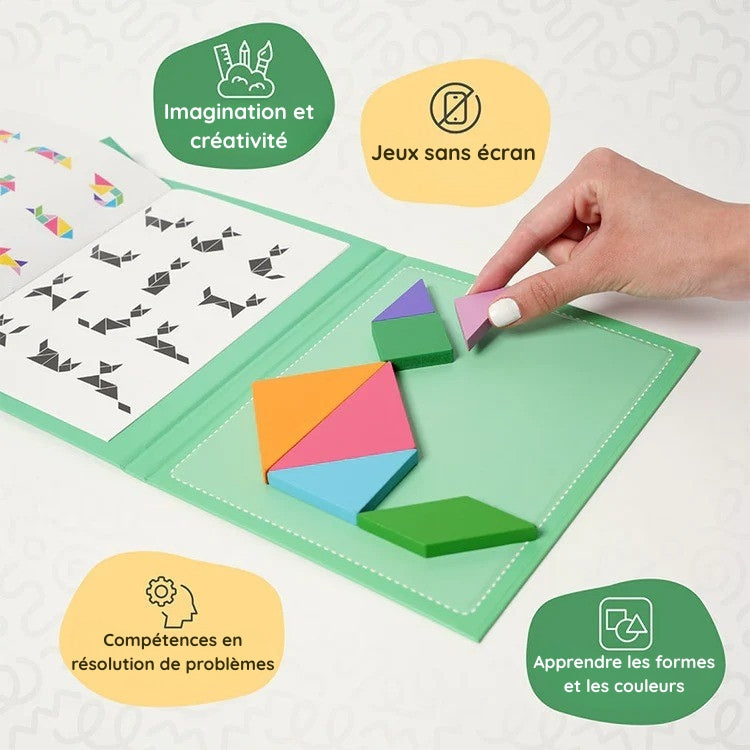 Livre Magnétique Tangram en Bois Montessori