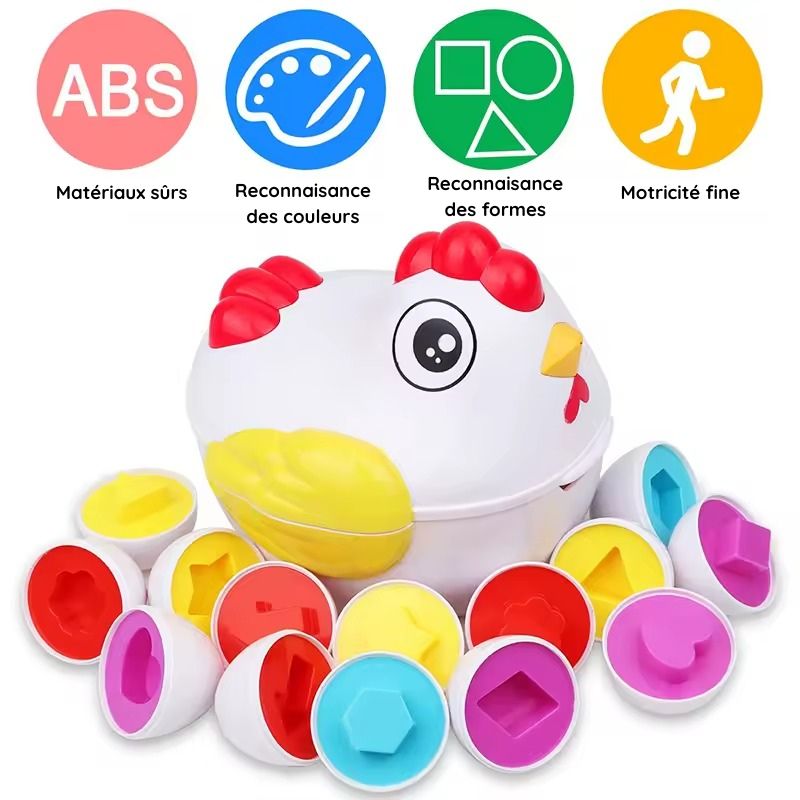 Jeu d'Encastrement Œufs et Poule Montessori