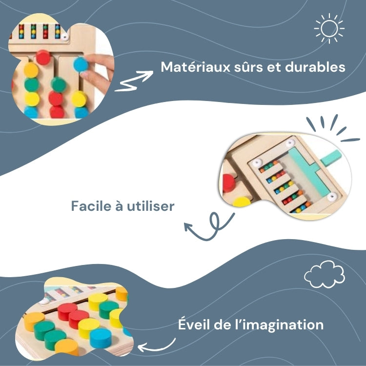 Jeu de Tri de Couleurs à Glissière en Bois Montessori
