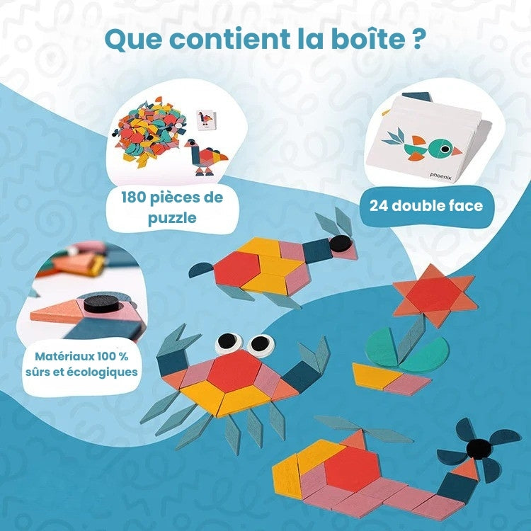 Jeu de Mosaïque & Tangram en Bois Montessori