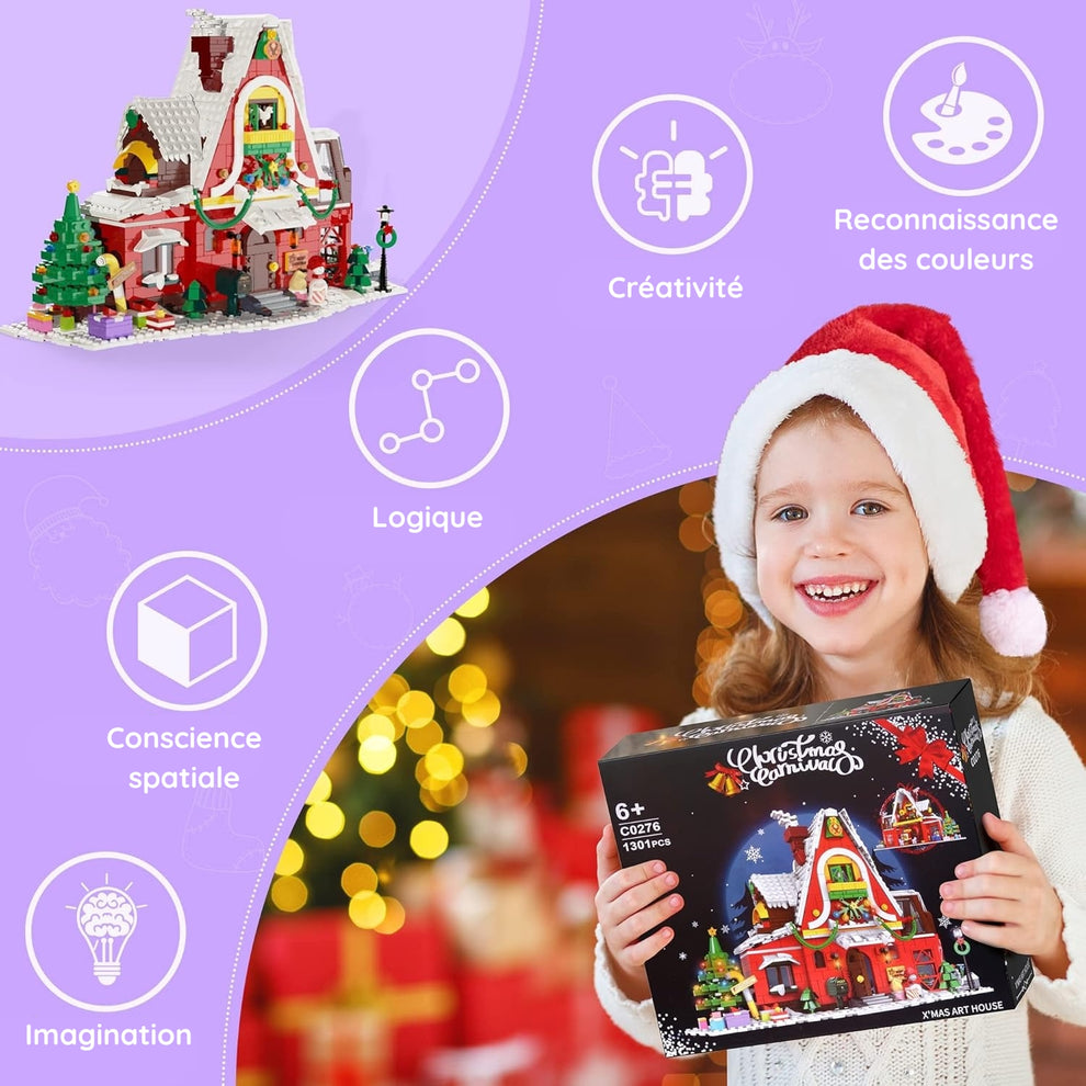 Maison de Noël en Briques de Construction Montessori