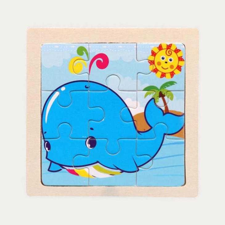Mini Puzzle en Bois Animaux 9 Pièces