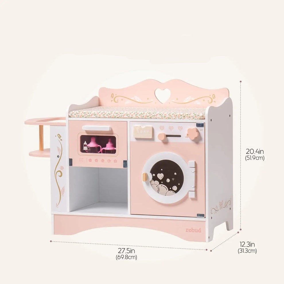 Centre de Soins & Table à Langer en Bois 6-en-1 pour Poupée Montessori