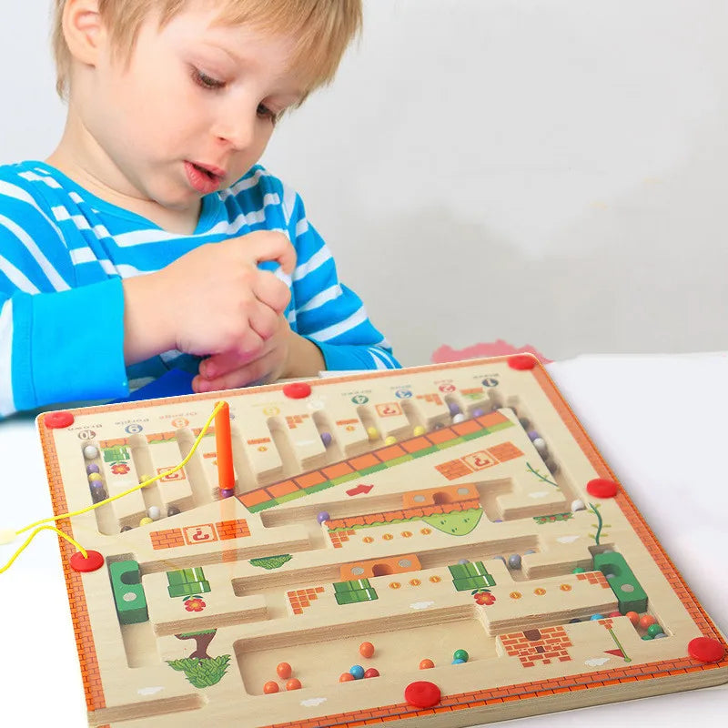 Labyrinthe Magnétique en Bois Couleurs & Chiffres