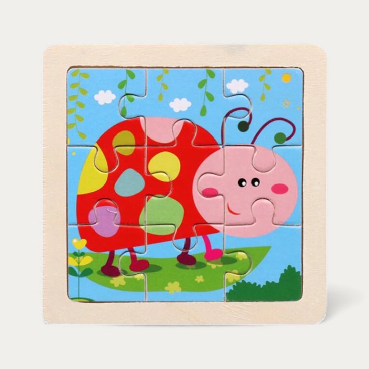 Mini Puzzle en Bois Animaux 9 Pièces