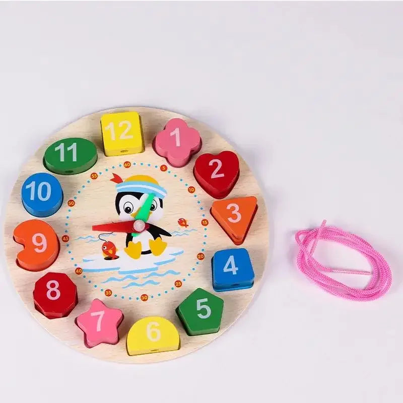 Horloge Apprentissage de l'Heure en Bois Montessori