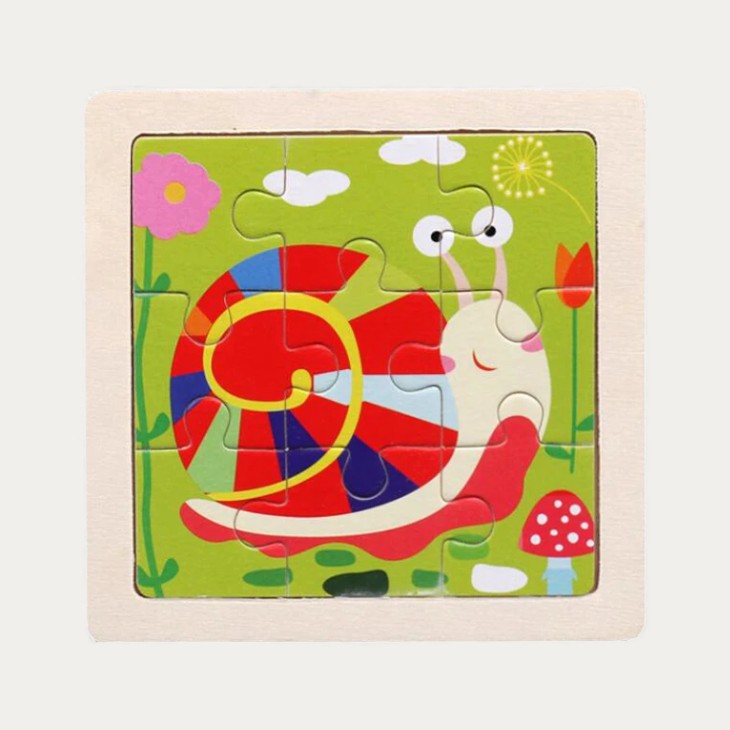 Mini Puzzle en Bois Animaux 9 Pièces