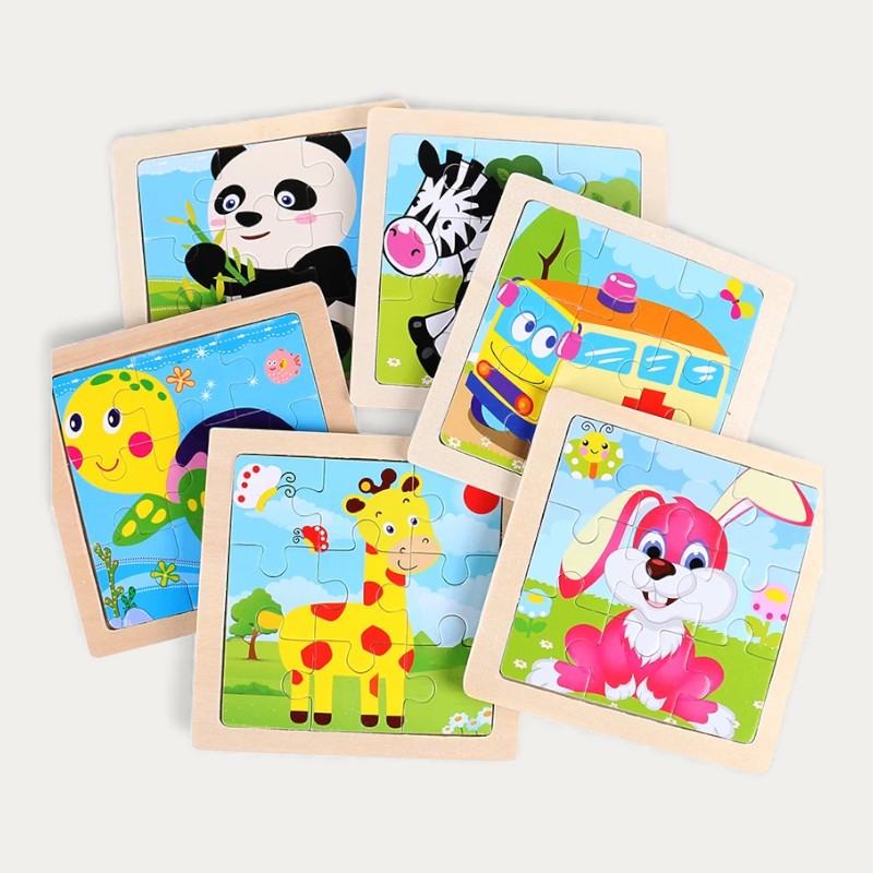 Mini Puzzle en Bois Animaux 9 Pièces