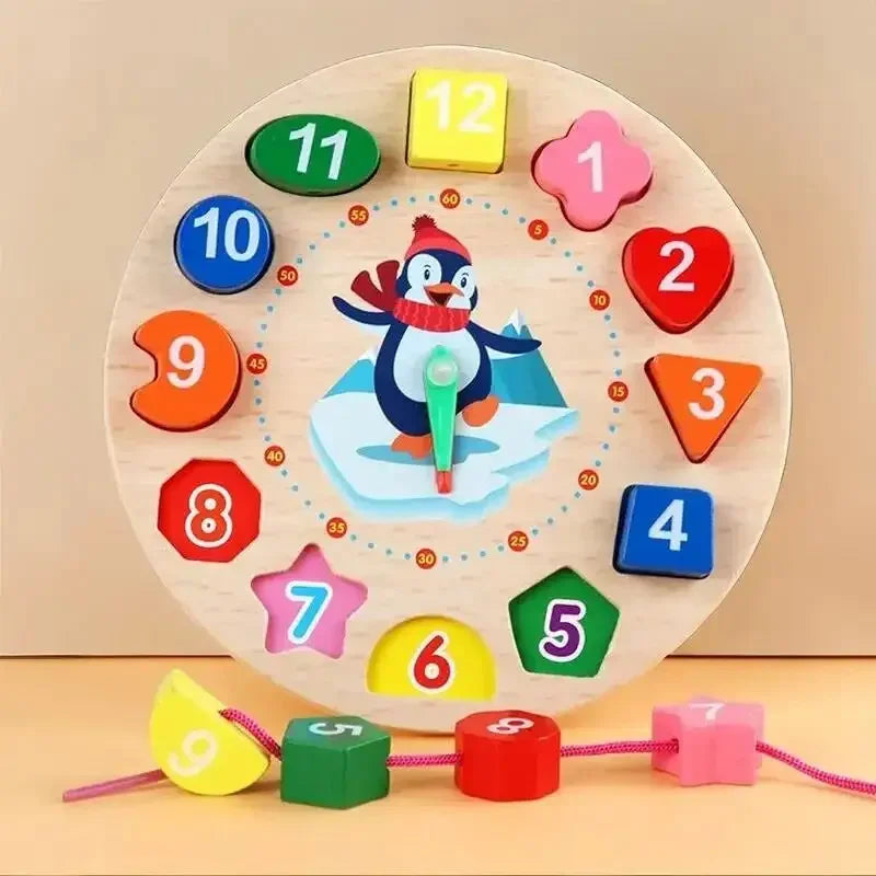 Horloge Apprentissage de l'Heure en Bois Montessori