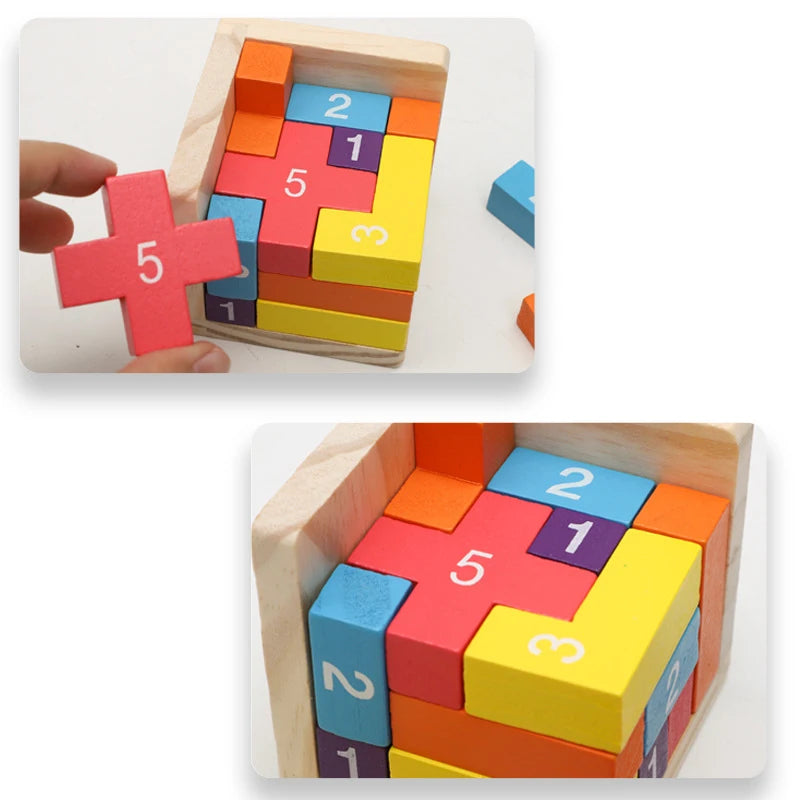 Casse-Tête Cube 3D en Bois Montessori