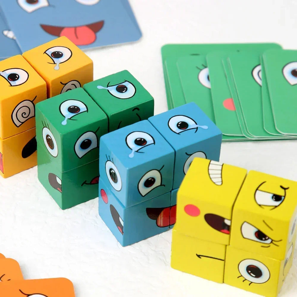 Jeu d'Expressions et d'Émotions en Bois avec Sonnette