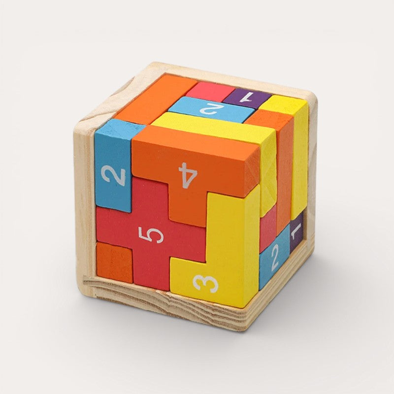 Casse-Tête Cube 3D en Bois Montessori