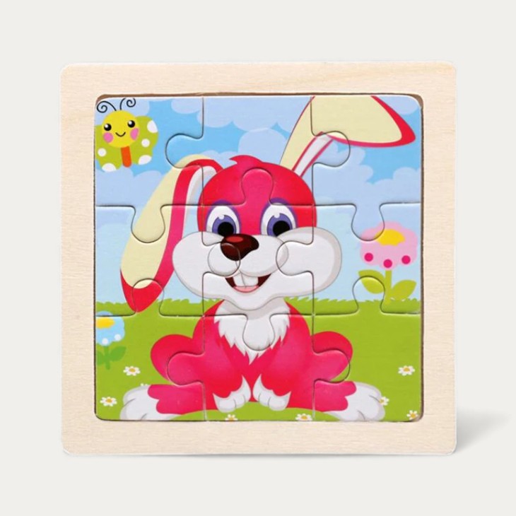 Mini Puzzle en Bois Animaux 9 Pièces