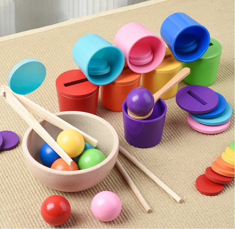 Jeu de Tri des Couleurs & Dénombrement en Bois Montessori