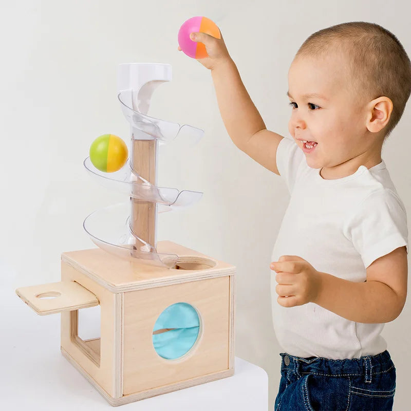 Tour Spirale à Boules en Bois Montessori