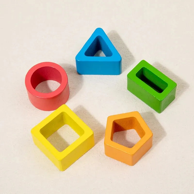 Planche d'Empilage Géométrique en Bois  Montessori