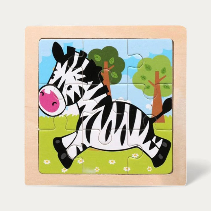 Mini Puzzle en Bois Animaux 9 Pièces