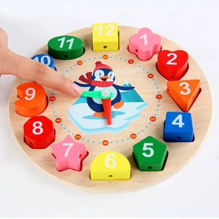 Horloge Apprentissage de l'Heure en Bois Montessori