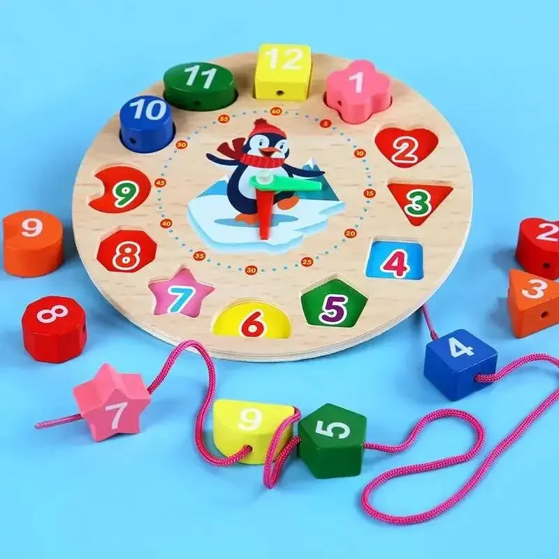 Horloge Apprentissage de l'Heure en Bois Montessori