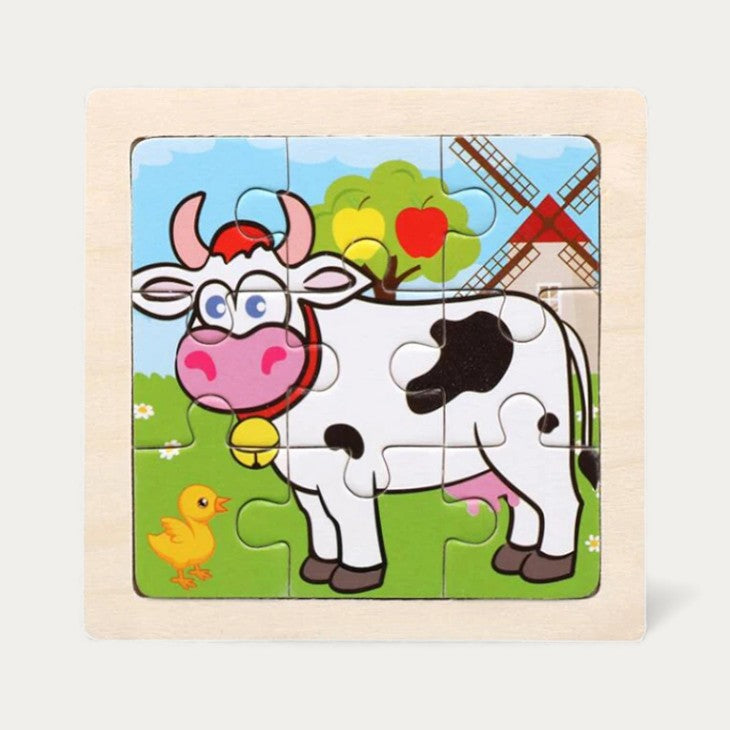 Mini Puzzle en Bois Animaux 9 Pièces