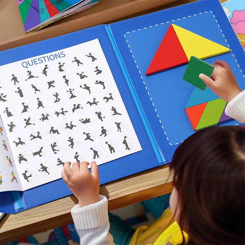 Livre Magnétique Tangram en Bois Montessori