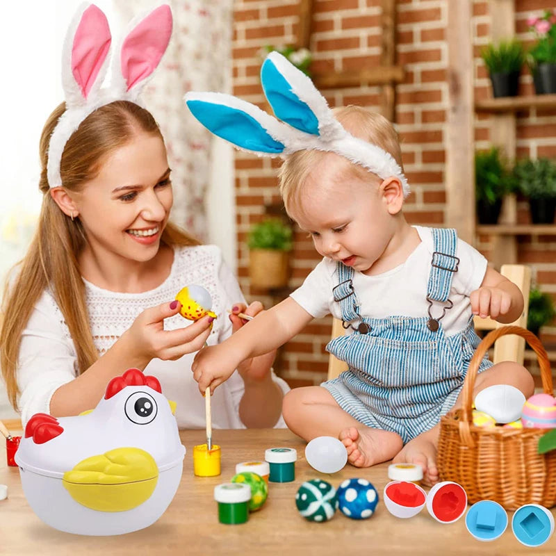 Jeu d'Encastrement Œufs et Poule Montessori